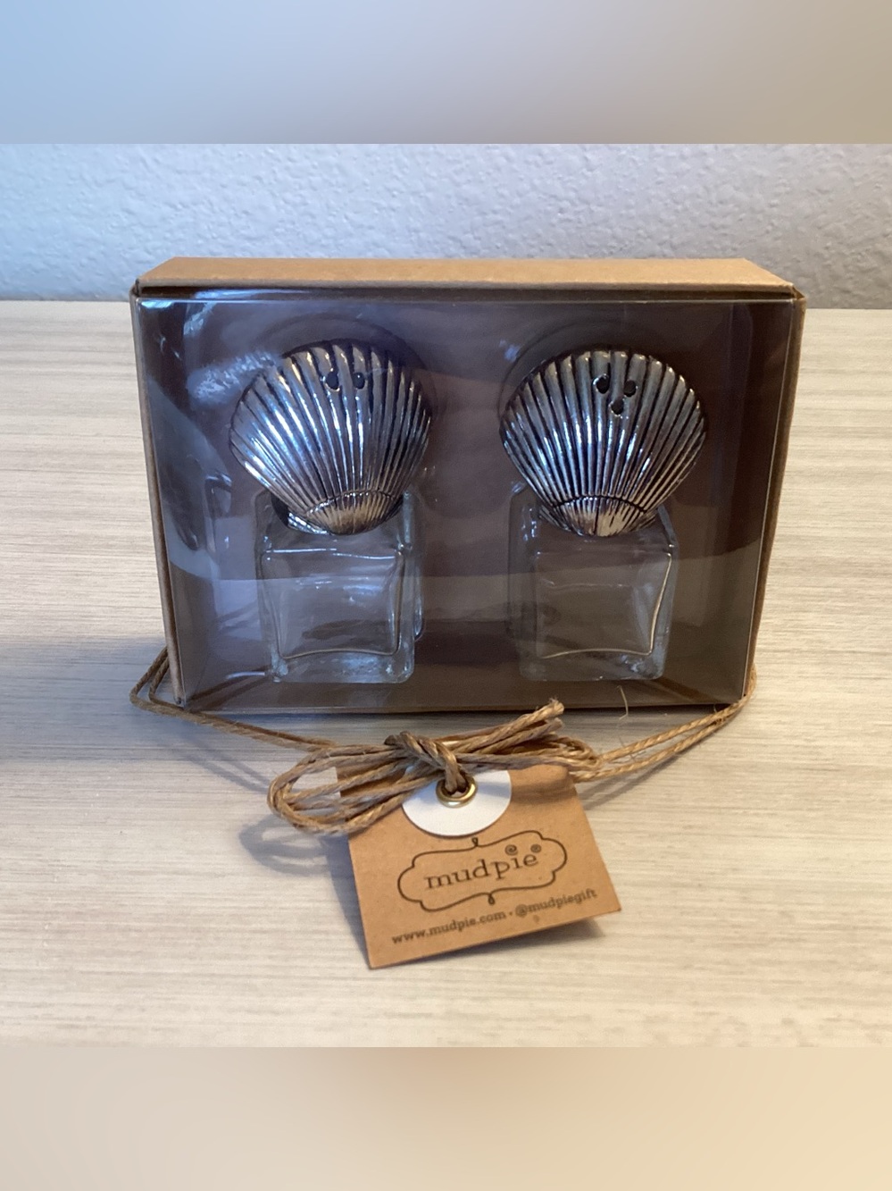Mud Pie Silver Shell Salt & Pepper Shakers